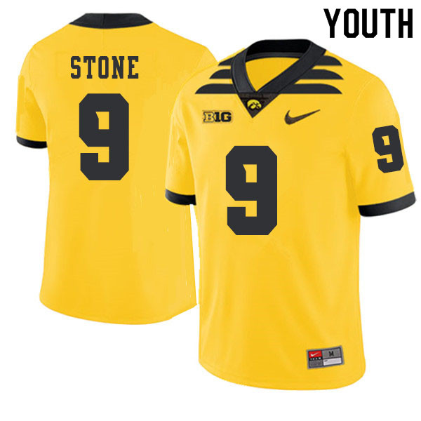 2019 Youth #9 Geno Stone Iowa Hawkeyes College Football Alternate Jerseys Sale-Gold - Click Image to Close